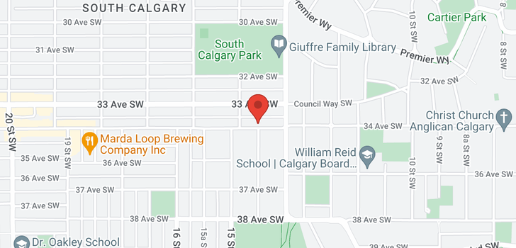 map of 1528 34 Avenue SW